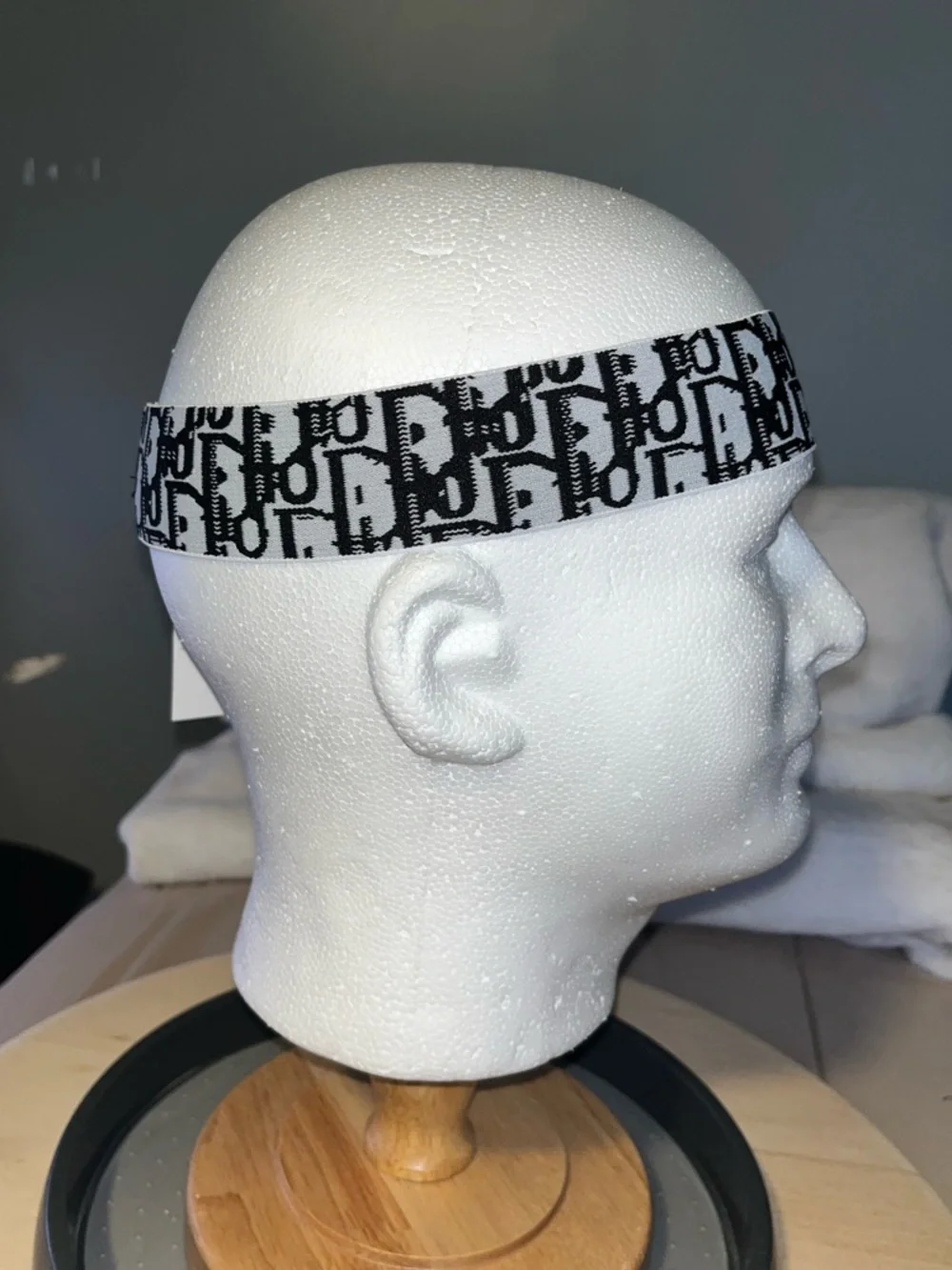 Christian Dior Black & White Oblique Stretchy Elastic Headband BRAND NEW UNISEX - Picture 4 of 6